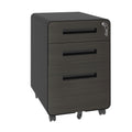 3-Drawer Mobile File Cabinet with Lock and Casters - Black or White