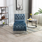 Velvet Button Tufted Chaise Lounge with Pillow - Multiple Colors