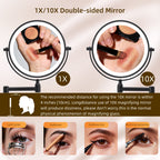 Rechargeable Wall Mounted Makeup Mirror with 10X Magnification - Iron