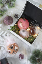 Pink Glass Christmas Ball Ornaments (Set of 6)