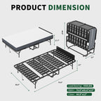 Twin Wide Folding Rollaway Bed with Adjustable Headboard and Memory Foam Mattress - Black