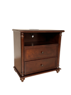 28" Rustic Nightstand with Charging Station - Walnut