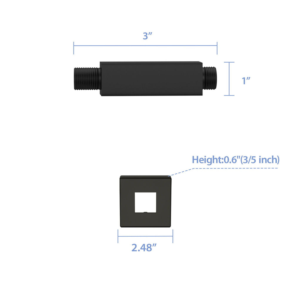 Ceiling Mounted Shower Arm with Flange Stainless Steel - Black or Gray