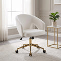 Adjustable White Office Chair with Ergonomic Support - Velvet Finish