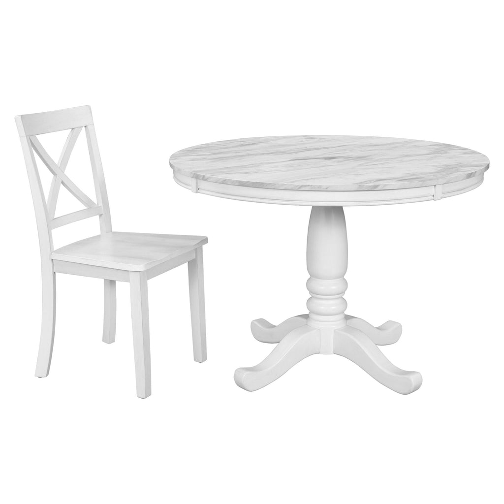 5-Piece Solid Wood Dining Set — White or Dark Gray