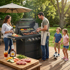 46-Inch 6-Burner Gas Outdoor Grill with LED Controls - Black