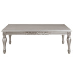 Platinum Finish Coffee Table with Floral Trim Apron - Pelumi