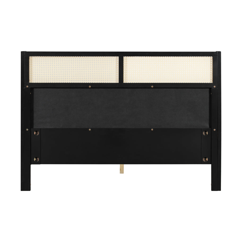 Queen Size Bed Frame with Plush Green Upholstered Headboard - Green