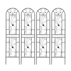 4 Pack Metal Garden Trellis with Decorative Peacock Design - Rustproof Iron