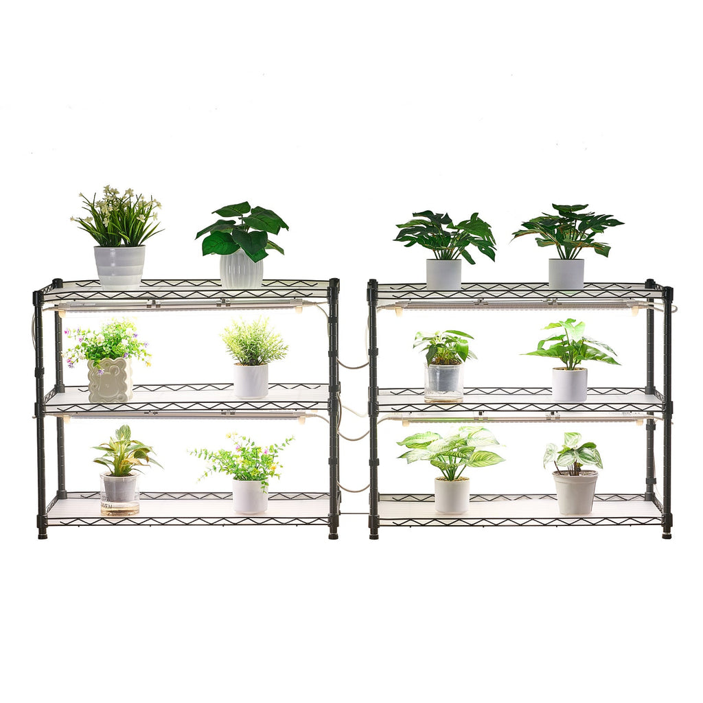 DIY Plant Shelf with Grow Lights for Indoor Use - Adjustable Metal Stand