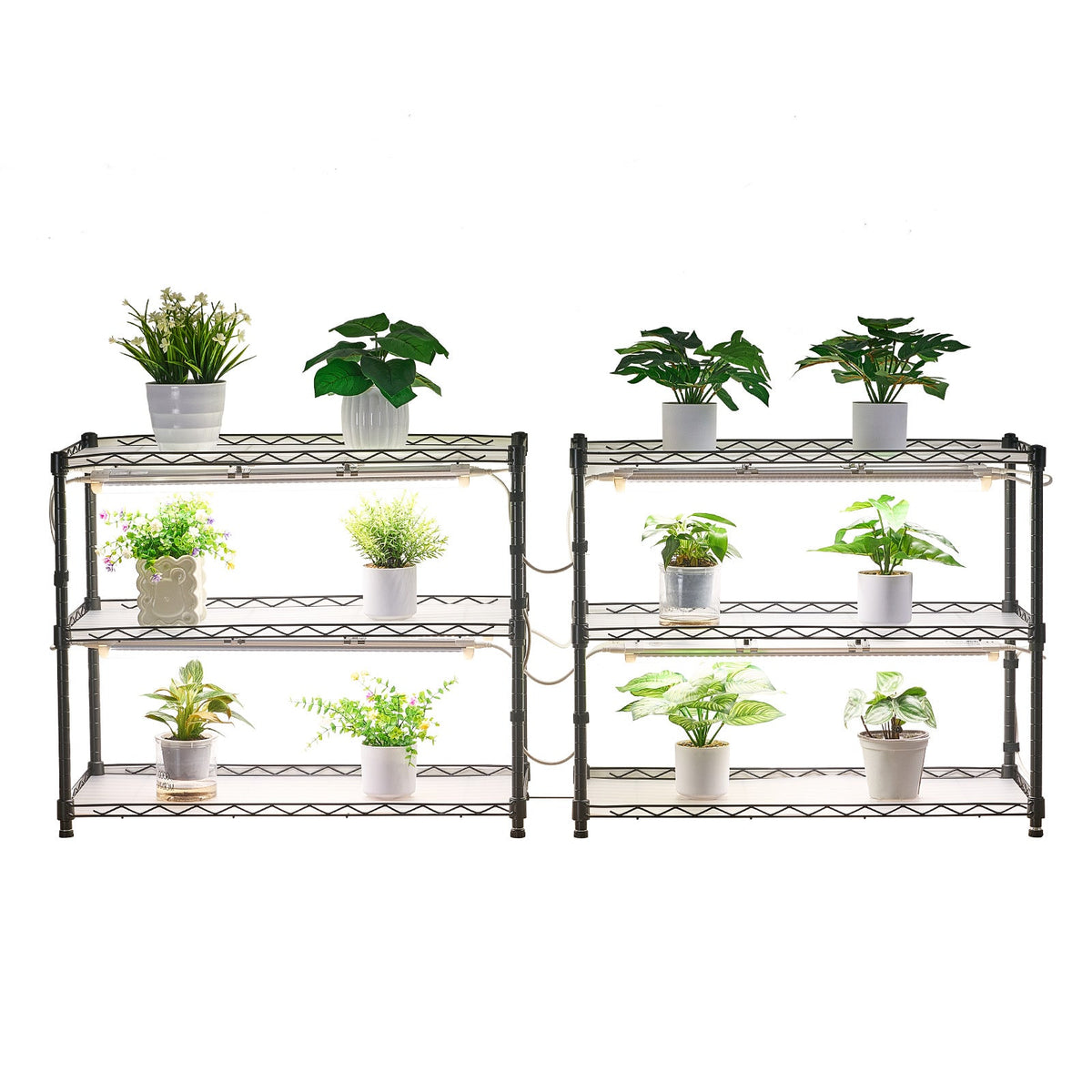 DIY Plant Shelf with Grow Lights for Indoor Use - Adjustable Metal Stand