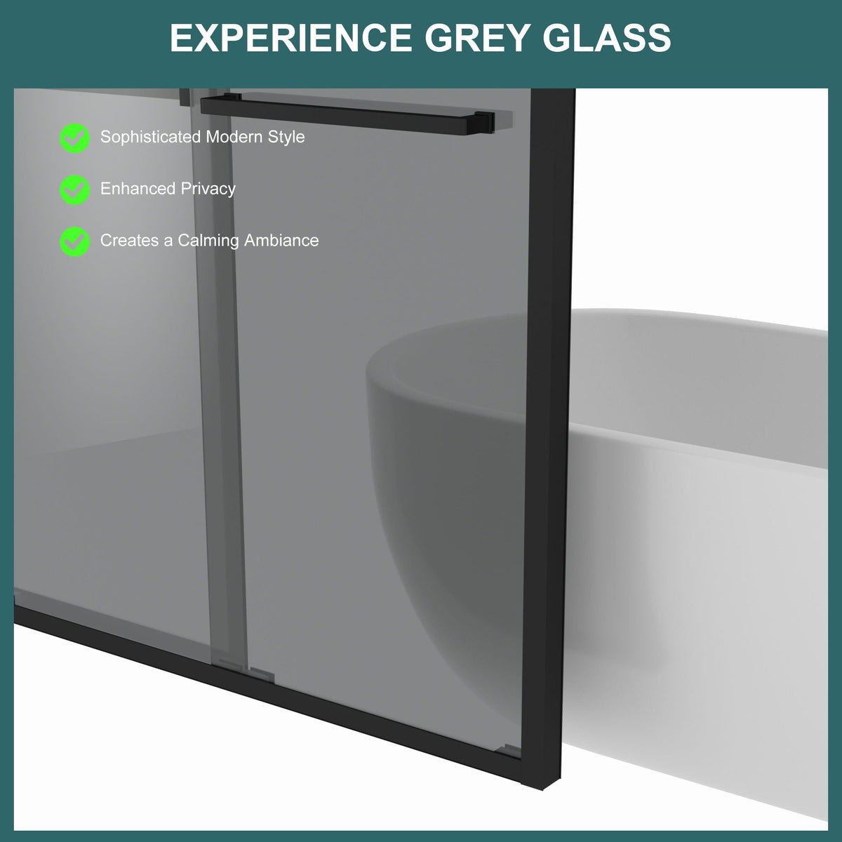 Double Sliding Glass Shower Door with Tempered Glass - Matte Black