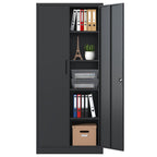 Heavy Metal Garage Storage Cabinet with Locking Doors - Black or White