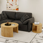 Modern Round Nesting Coffee Table Set of 2 with Wood Tops
