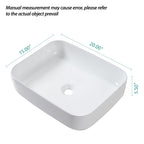 Modern Rectangular Vessel Bathroom Sink with Stain Resistant Ceramic - White