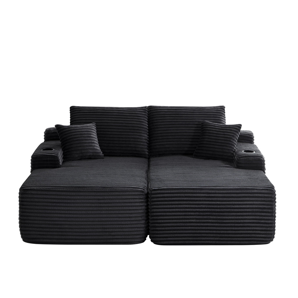 69" Cloud Sectional Couch with Double Chaise - Fabric