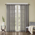 Solid Crushed Curtain Panel Pair with Sheer Texture - Grey