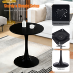 Black Round Dining Table with MDF Top and Matte Iron Base - Black