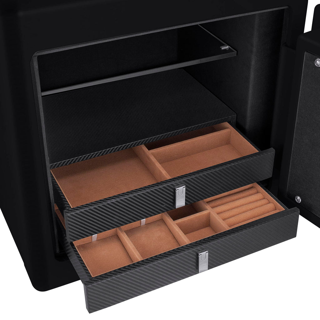 Durable Construction Jewelry Safe with Fireproof Protection - White or Black