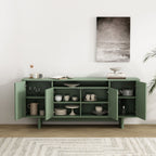 Sideboard With Adjustable Shelves and Soft Close Doors - White, Light Brown, Green