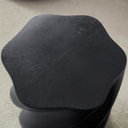 Modern Petal Shape Side Table with Sculptural Base - Black