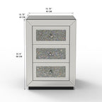 3 Drawer Nightstand with Glass Accents - Silver