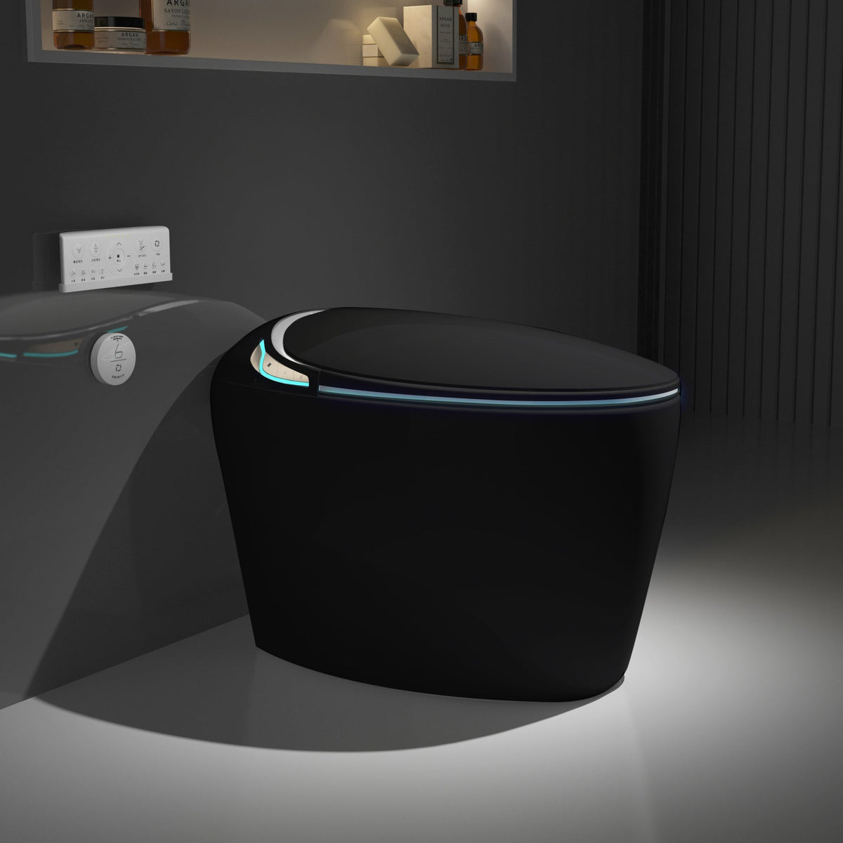 Smart Toilet with Bidet Built In, Auto Open/Close & Foot Sensor - White Porcelain