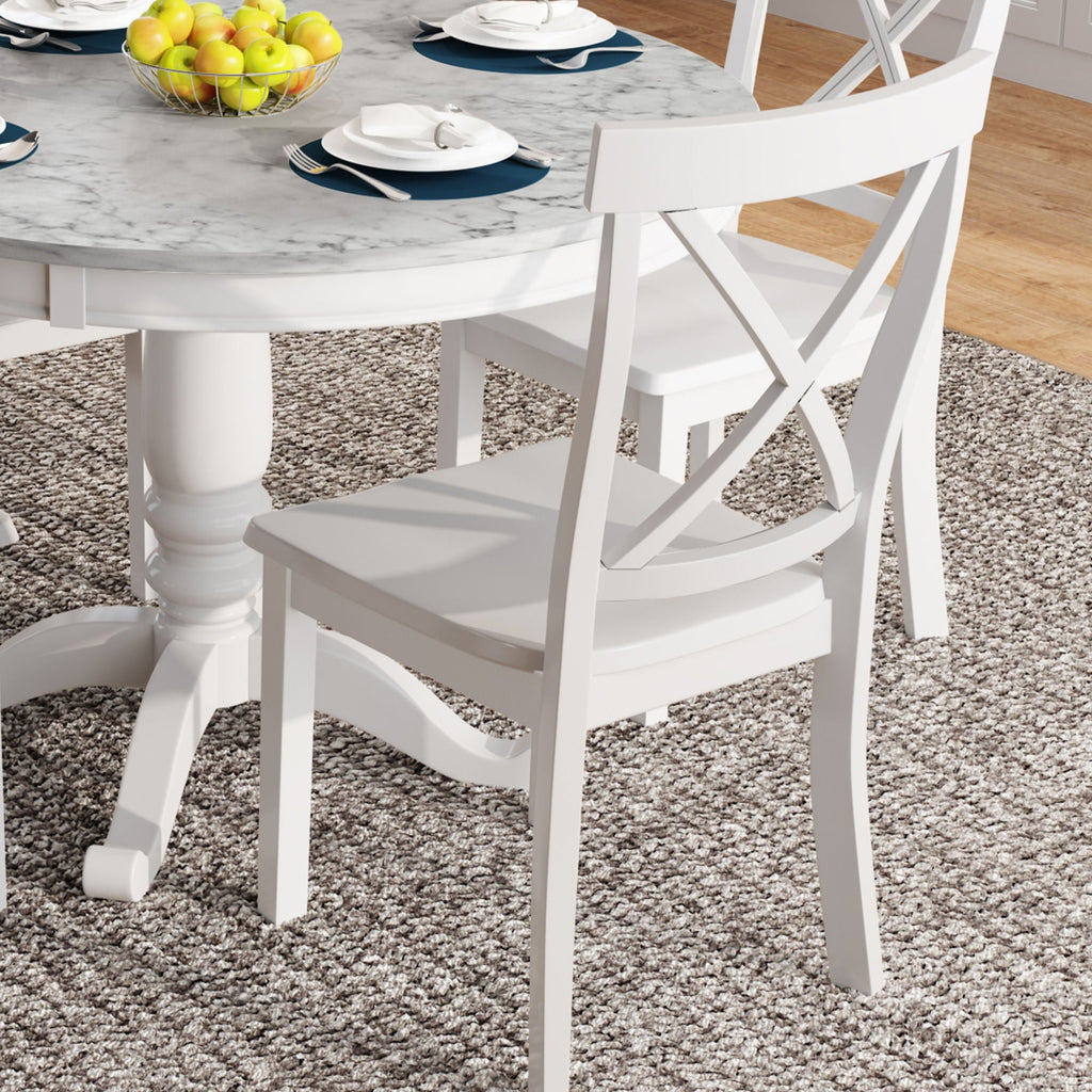 5-Piece Solid Wood Dining Set — White or Dark Gray