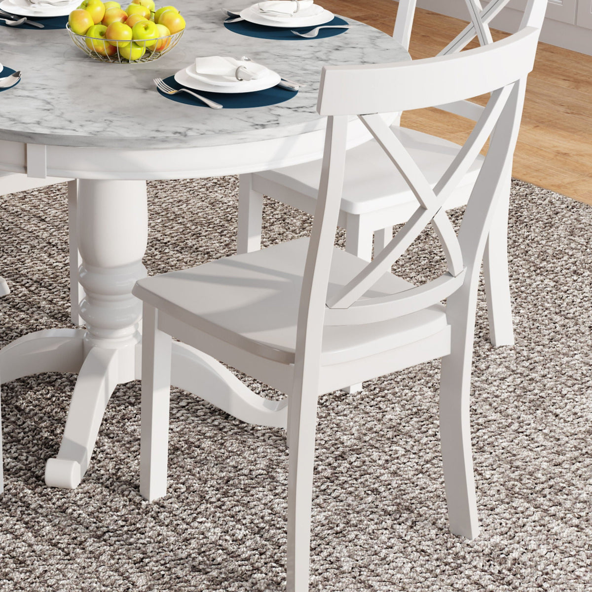 5-Piece Solid Wood Dining Set — White or Dark Gray