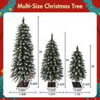 Pre-Lit Snow Flocked Pencil Christmas Tree Set - White (3-Pack)