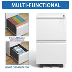 Metal Drawer Mobile File Cabinet with Lock for Secure Organization - White or Black