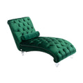 Velvet Button Tufted Chaise Lounge with Pillow - Multiple Colors