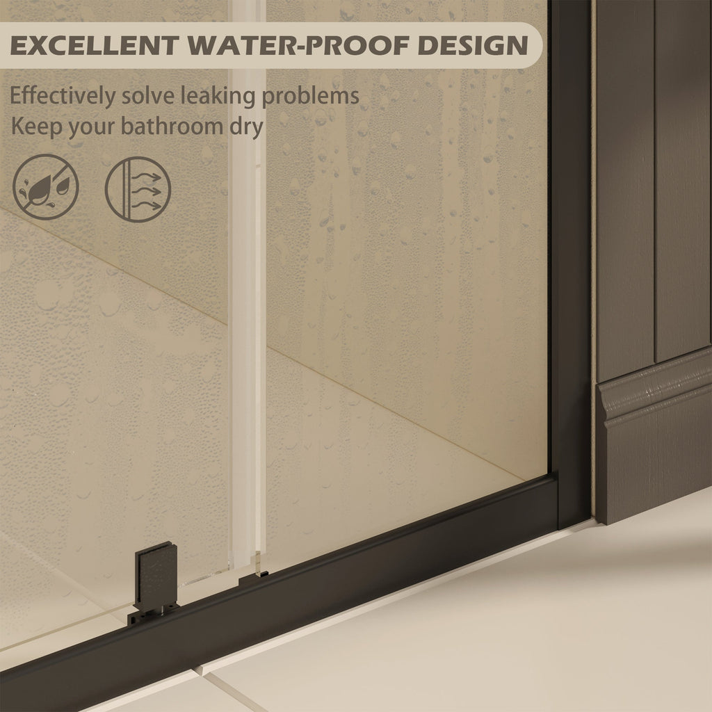 47-49" W × 72" H Pivot Shower Door with Easy-Clean Coating - Matte Black
