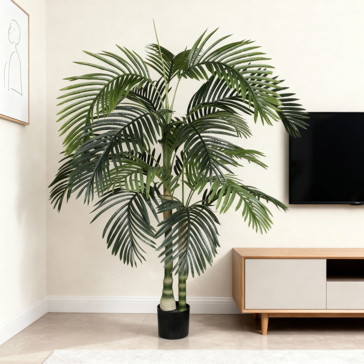 6FT Artificial Palm Tree with Realistic Detail - Green Leaves