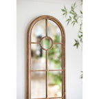 Half Round Elongated Mirror with Decorative Window Look - Brown