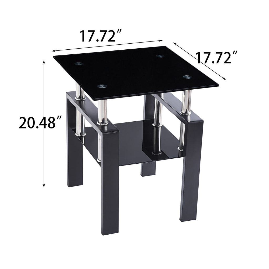 Tempered Glass Coffee Table with Storage - Black or White