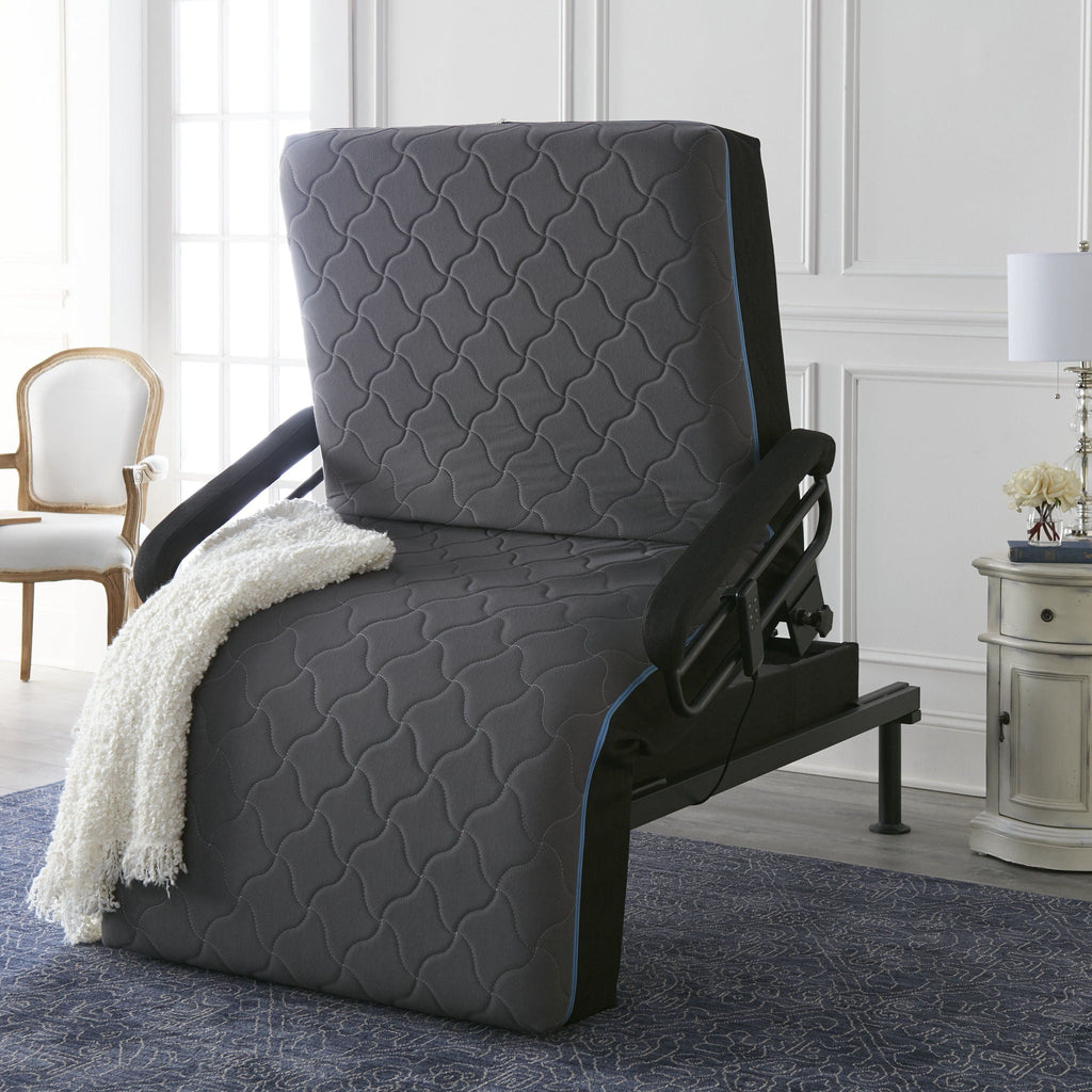 Adjustable Sleep To Stand Bed with Lift Assist and Memory Foam Mattress - Dark Gray