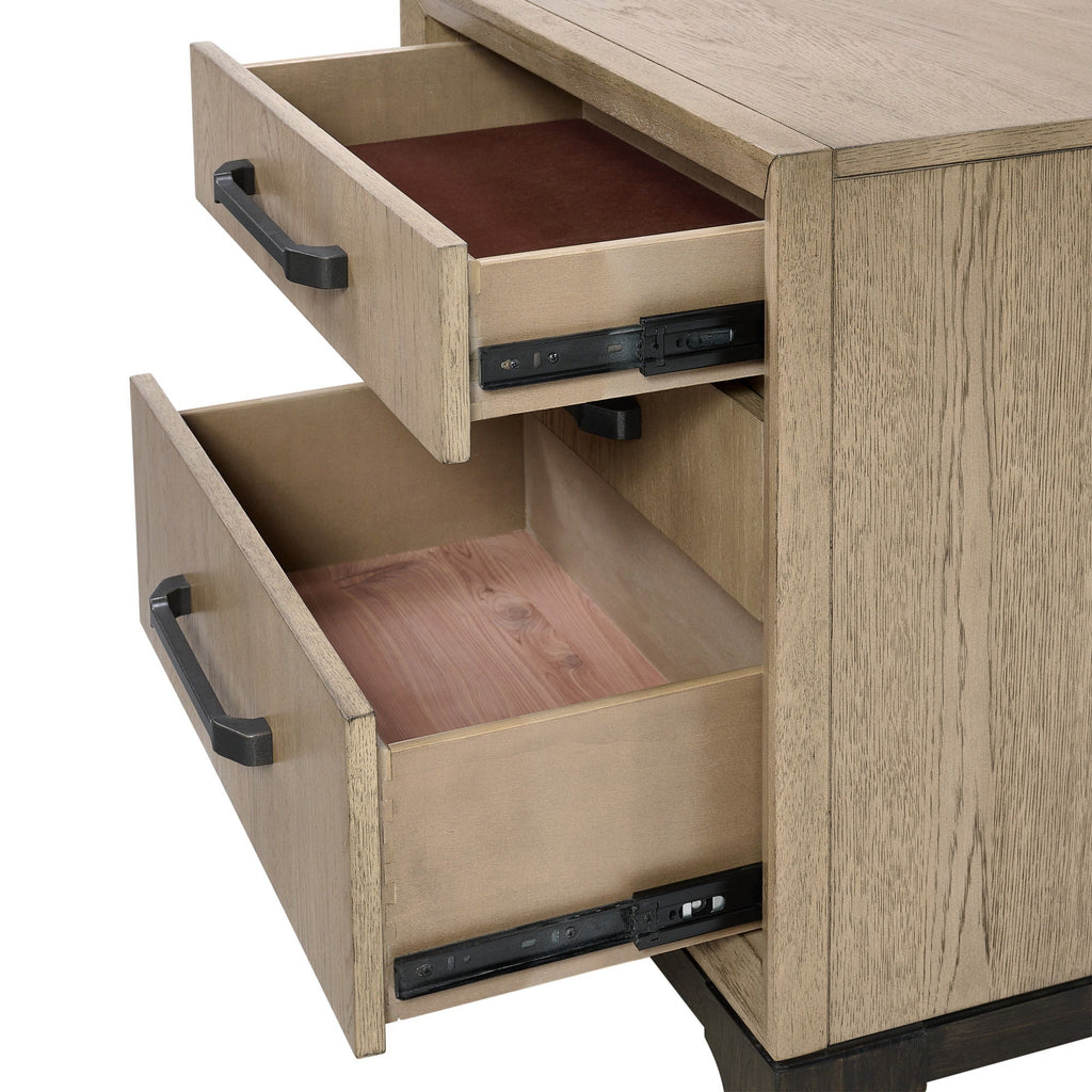 3 Drawer Nightstand with USB Charging Port - Brown