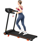 2.5Hp Quiet Folding Treadmill with Heart Rate Sensor - Black