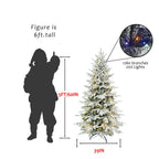8FT Flocked Artificial Christmas Tree with LED Lights - PE+PVC