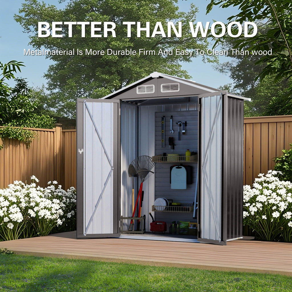 5 x 3 Ft Compact Metal Outdoor Storage Shed with Lockable Door - Gray