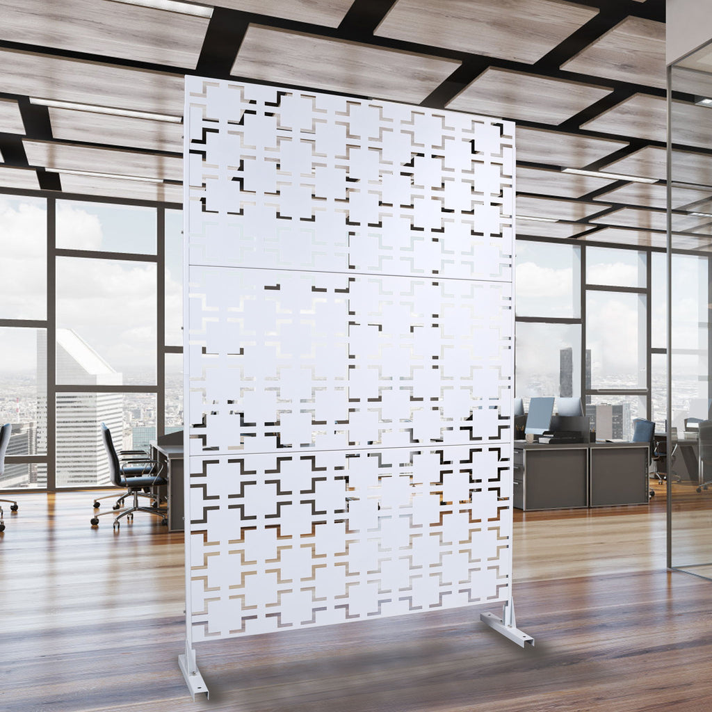 Black Metal Room Divider Privacy Screen with Rust-Resistant Finish