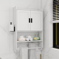 Bathroom Wall Cabinet with Adjustable Shelf and Towel Bar - White