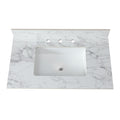 Elegant Sintered Stone Bathroom Vanity Top with Rectangular Undermount Ceramic Sink - White