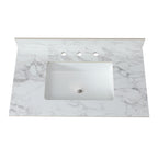 Elegant Sintered Stone Bathroom Vanity Top with Rectangular Undermount Ceramic Sink - White