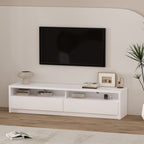 Modern 70" TV Stand with Full Extension Drawers - White or Light Brown