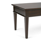 Dark Tobacco Brown Coffee Table with Storage Drawer