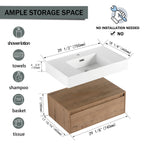 Wall Mounted Bathroom Vanity with Resin Sink and Soft Close Drawer - Imitative Oak