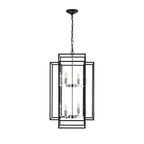 Modern 8-Light Geometric Pendant Chandelier with Adjustable Height - Chrome