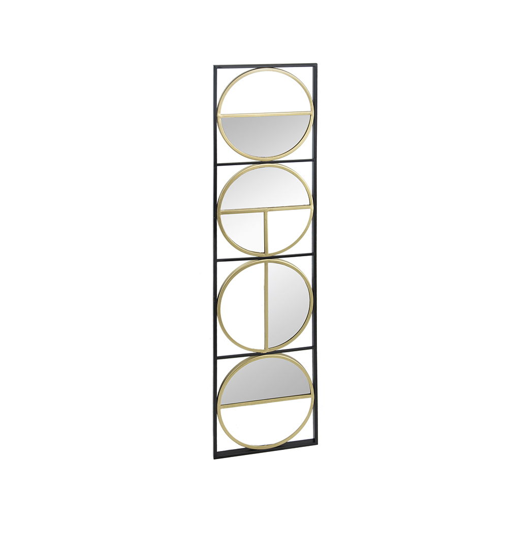 Metal Beaded Accent Mirror with Eclectic Contemporary Design - Gray